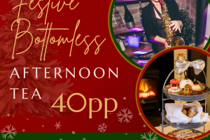 Poster for Bottomless Afternoon Tea at the Wolfscastle Hotel, Pembrokeshire, Wales